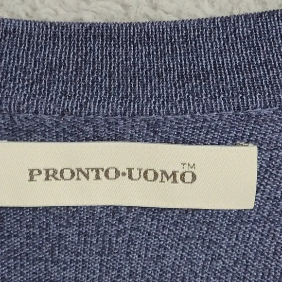 Pronto Uomo Mens Blue Long Sleeve Sweater L 100% Silk 10PT - Picture 4 of 6